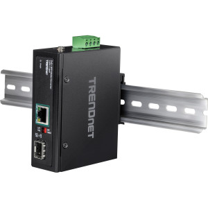TRENDnet TI-PF11SFP Industrial Gigabit SFP Media Converter, IP30, DIN rail or wall mount